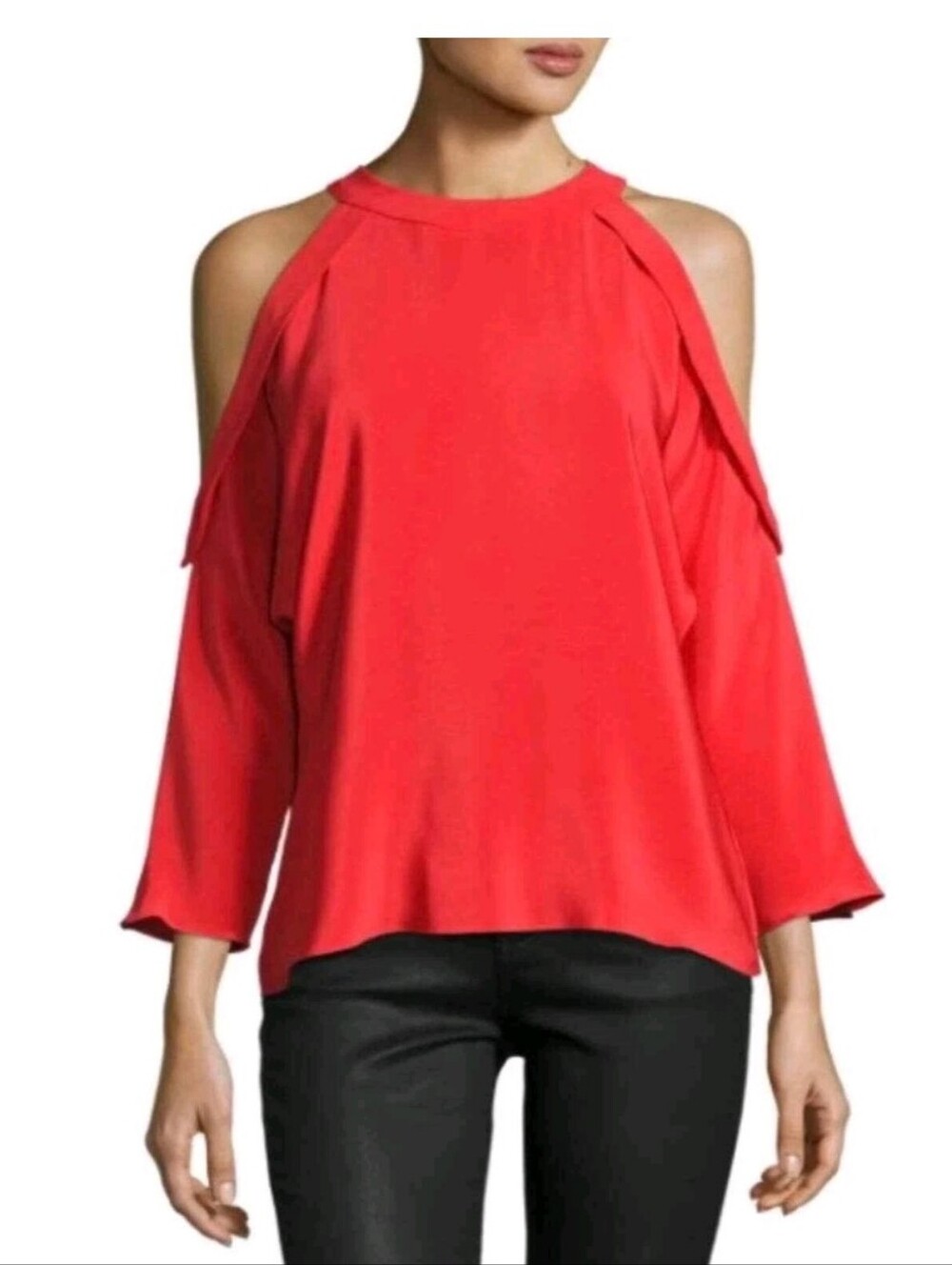 Ramy Brook Silk Cold Shoulder Blouse Sz S MSRP $178 NWOT